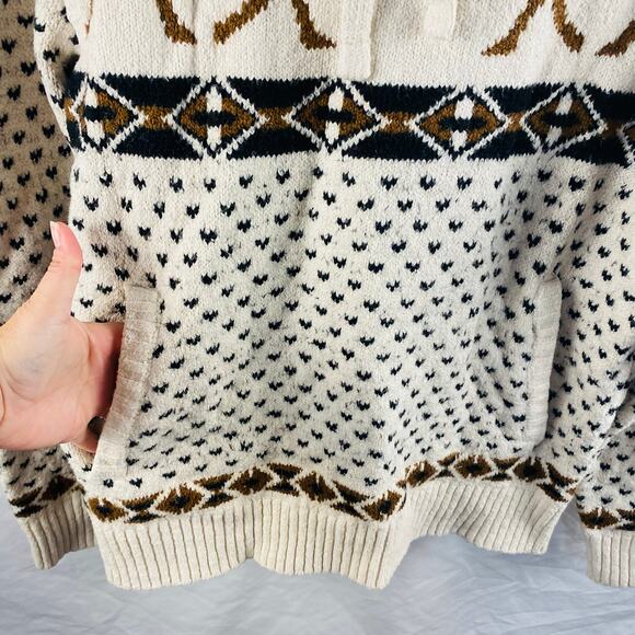 American Eagle Elk Fairisle Super Soft Hooded Sweater Size Medium - Picture 6 of 8